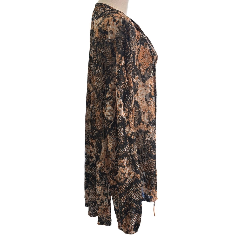 Free People Lace Blouse Snake Reptile Pattern‎ Womens M V-Neck Relaxed Fit - Picture 5 of 13